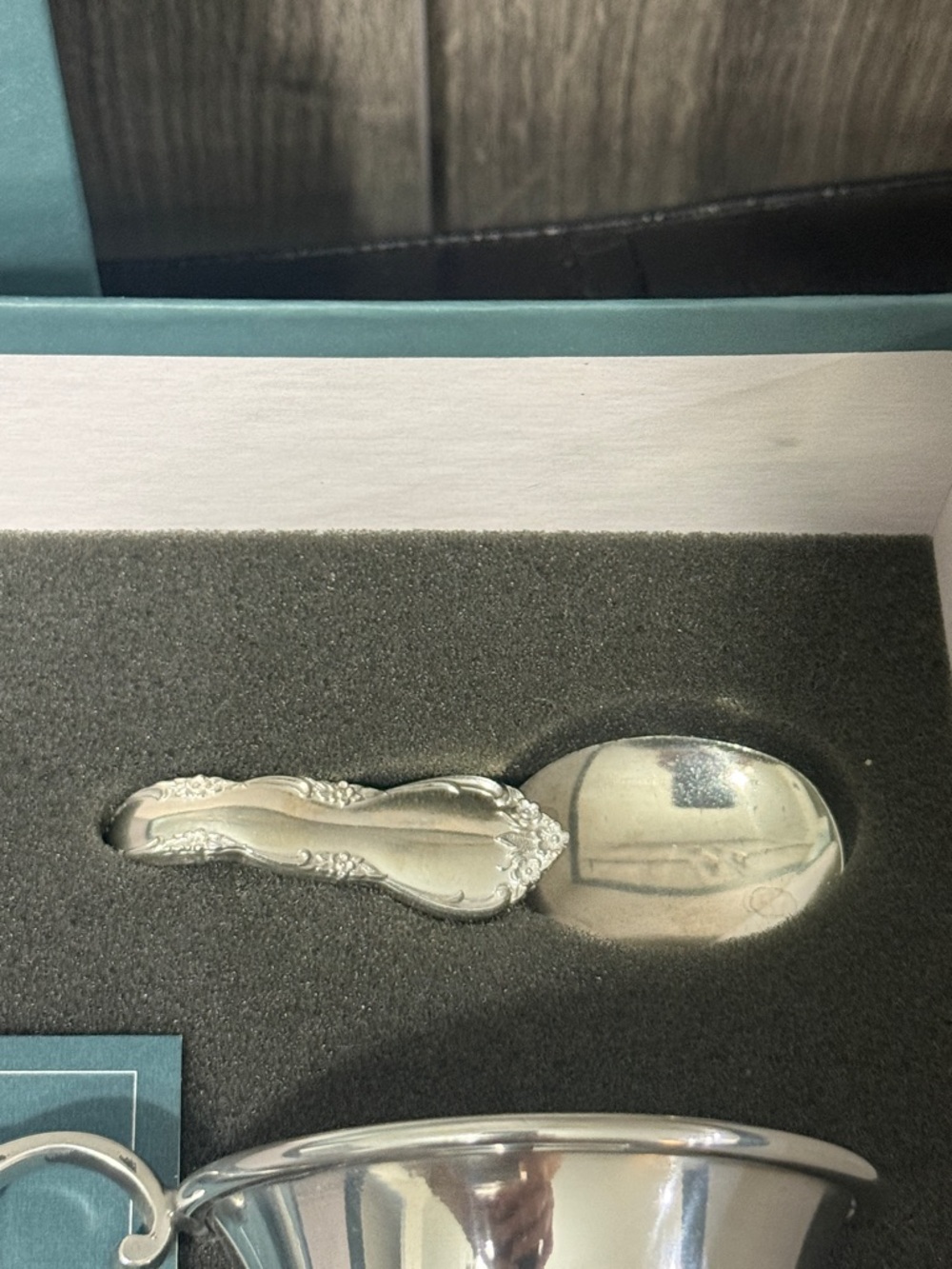 Vintage Lenox Baby Cup & Feeding Spoon Kirk Stieff Pewter Collection In Box - Picture 3 of 4